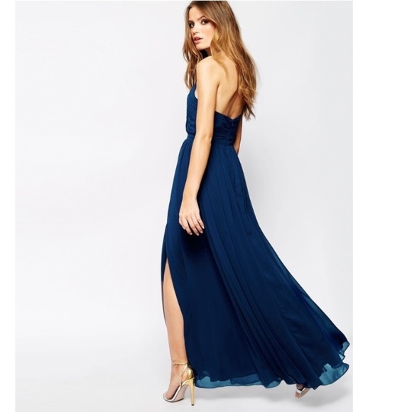 Fame And Partners Cut Out Pleated Teal Maxi Dress - Picture 2 of 14